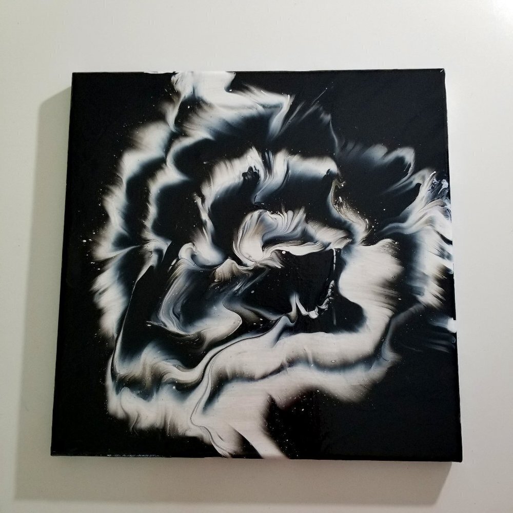 Black and White Abstract "Flower" Original Painting